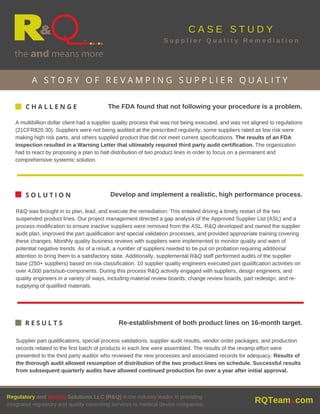 RQ Supplier Quality Remediation Case Study