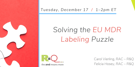 Solving the EU MDR Labeling Puzzle webinar on Tuesday, December 17