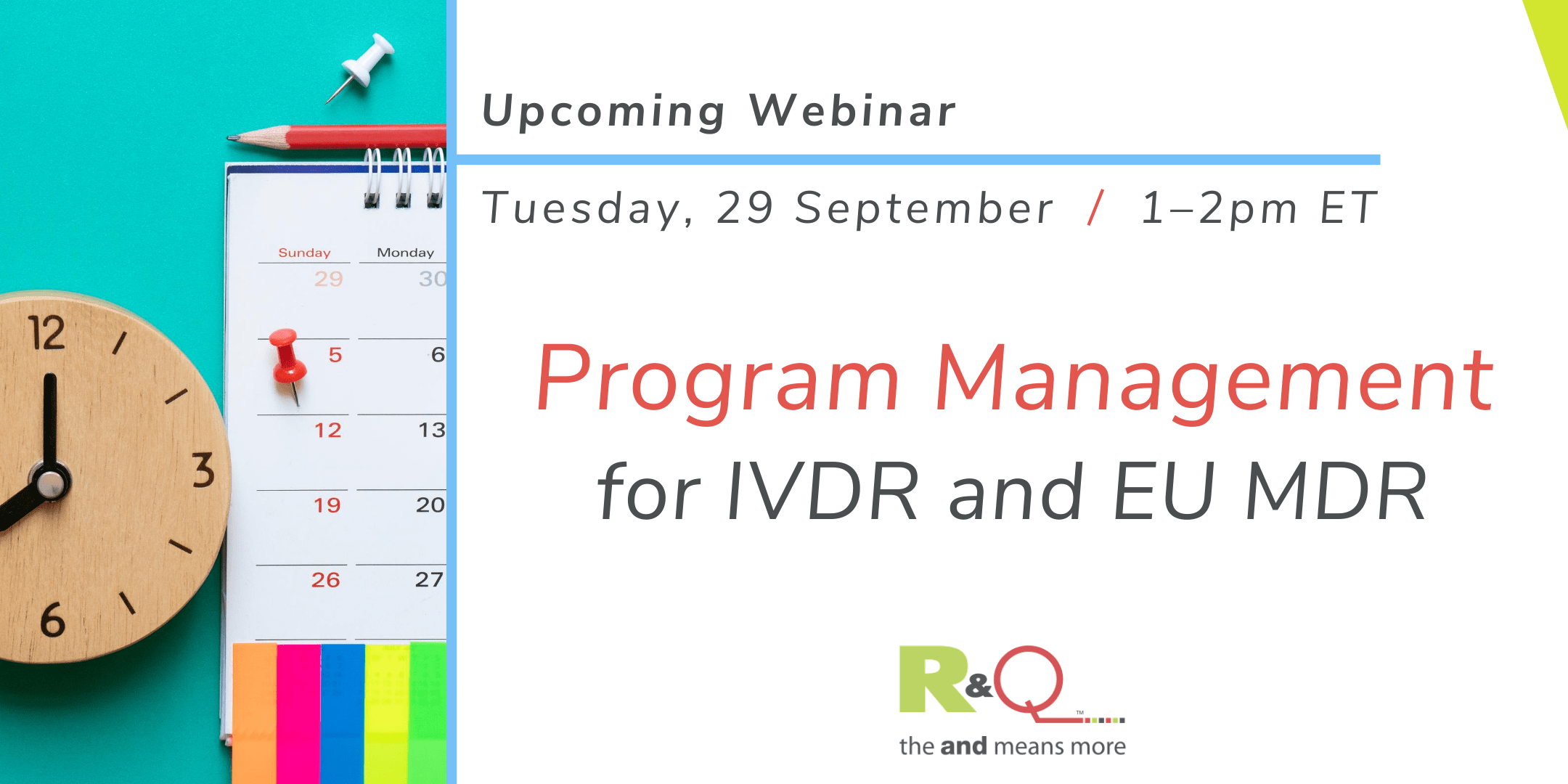 Program Management for IVDR and EU MDR